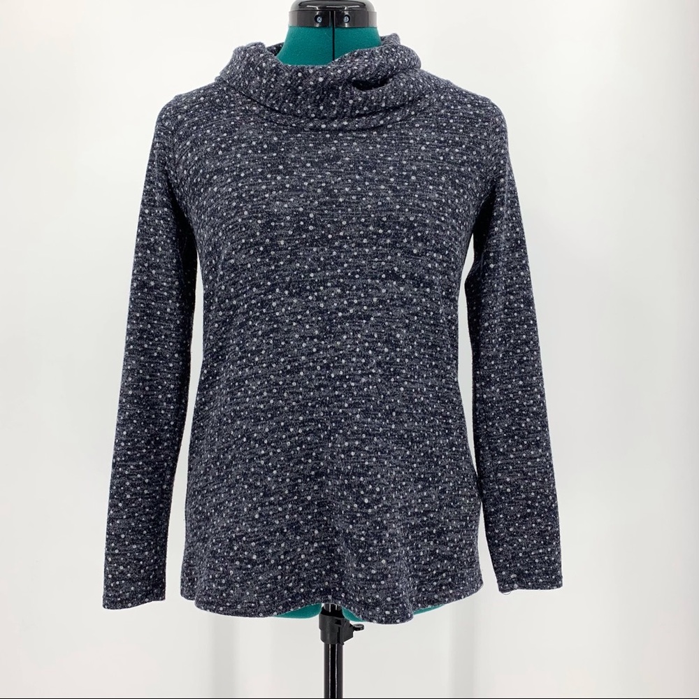 Kaileigh Gayle Blue Micro Polka Dot Cowl Neck Sweater, Small